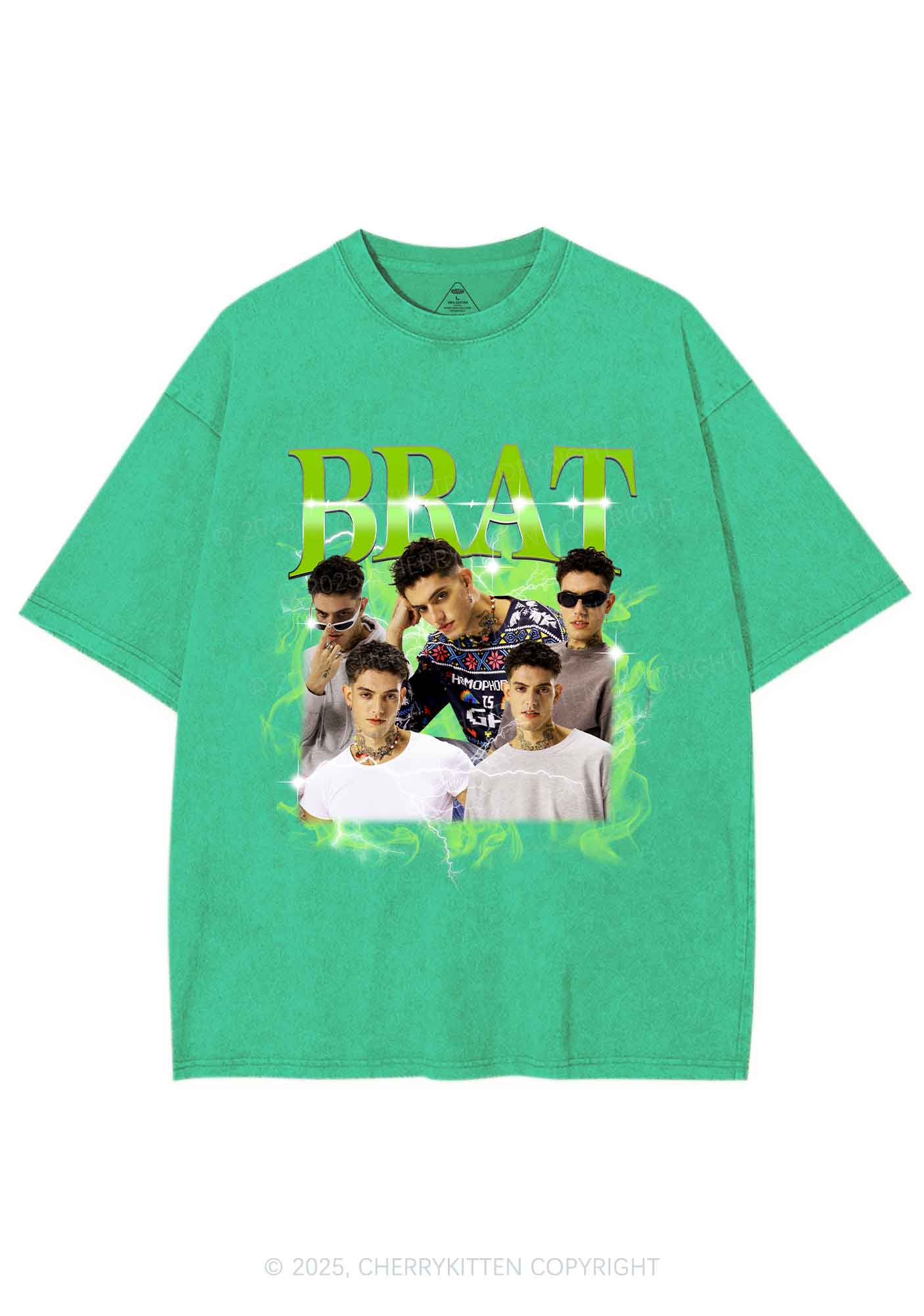 Custom Brat Portrait Y2K Shirts Washed Tee Cherrykitten