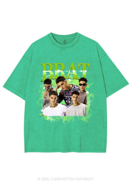 Custom Brat Portrait Y2K Shirts Washed Tee Cherrykitten