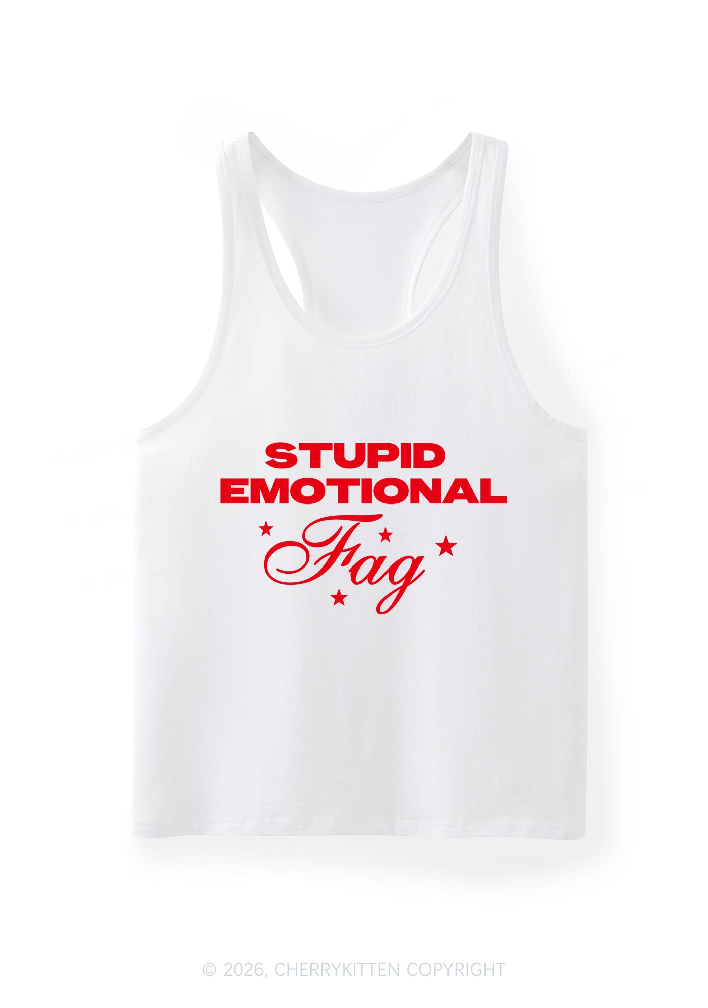 Stupid Emotional Fag Pride Y2K Men Racerback Tank Top Cherrykitten