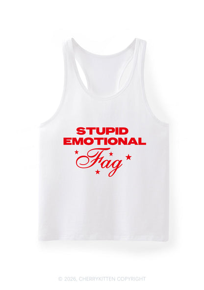 Stupid Emotional Fag Pride Y2K Men Racerback Tank Top Cherrykitten