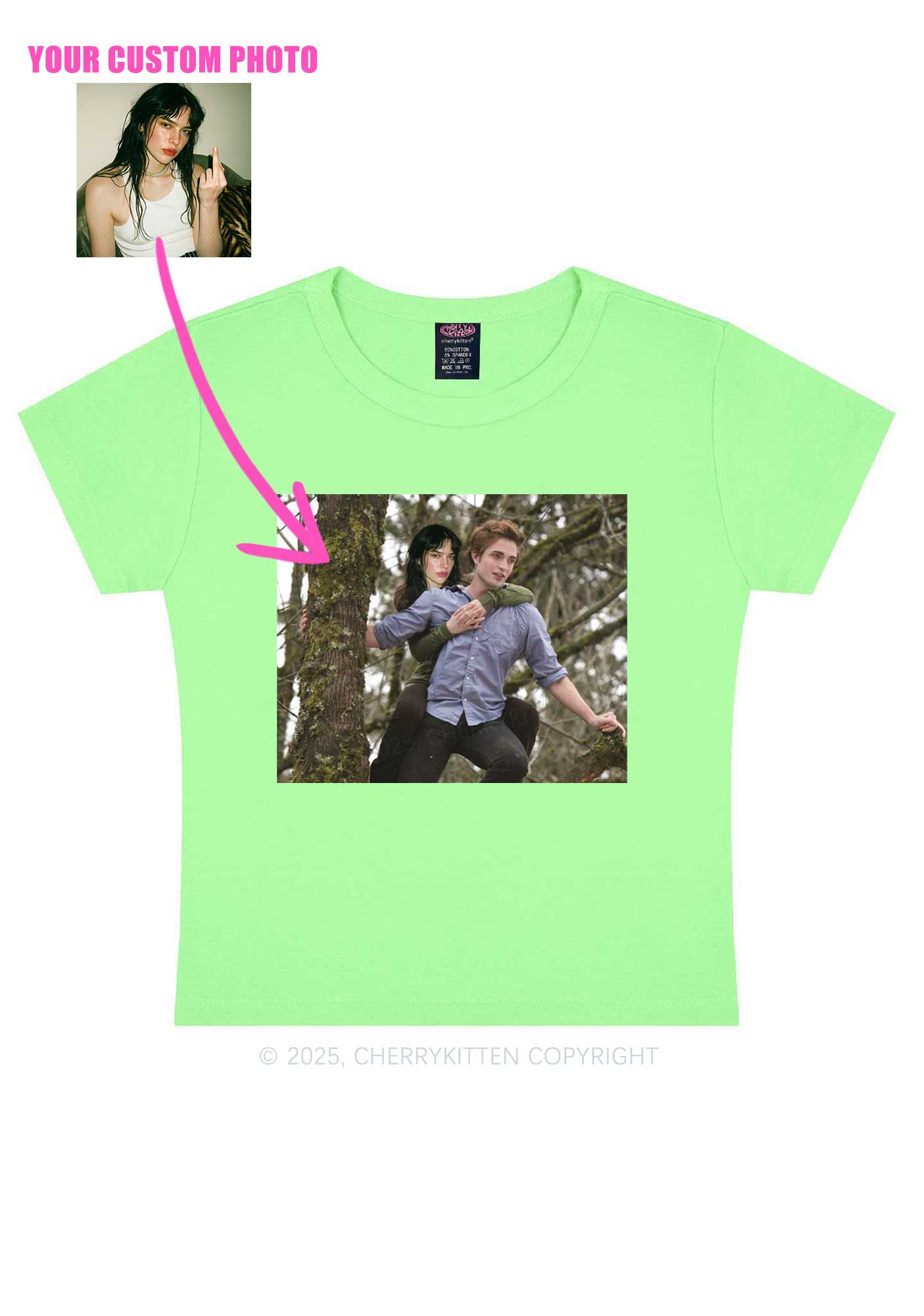 Custom Face Y2K Baby Tee Cherrykitten