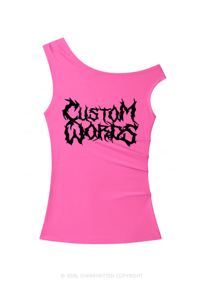 Custom Text Punk Font Y2K Off Shoulder Tank Top Cherrykitten