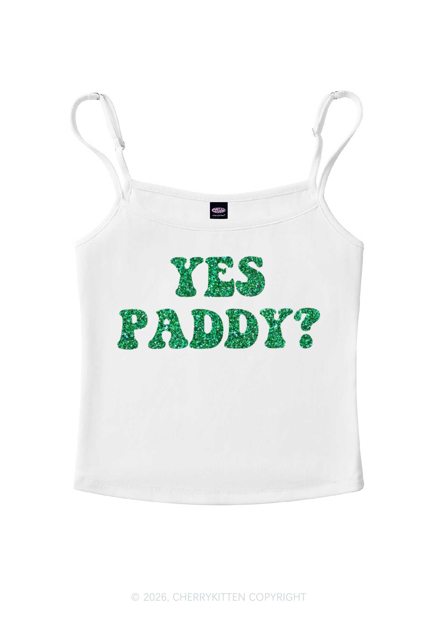 Glitter Yes Paddy St Patricks Y2K Spaghetti Strap Cami Cherrykitten
