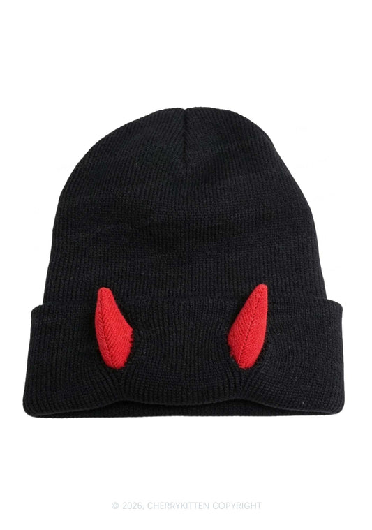 Halloween Devil Horn Y2K Knitted Hat Cherrykitten