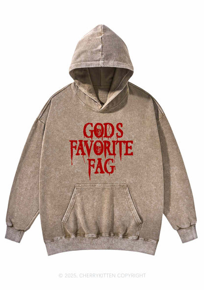Halloween Gods Favorite Fag Pride Y2K Washed Hoodie Cherrykitten