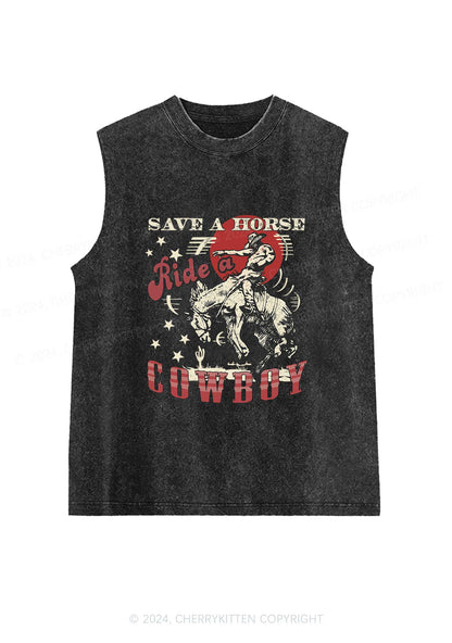 Ride A Cowboy Y2K Washed Tank Cherrykitten