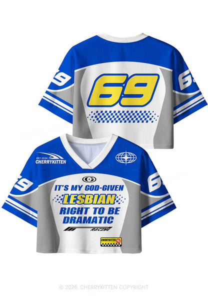 God Given Lesbian Right Pride Y2K Crop Sport Jersey Shirts Cherrykitten