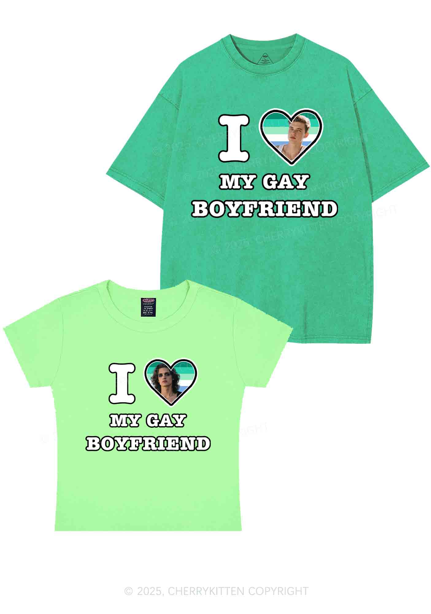 Custom My Gay BF Pride Y2K Valentine's Day Couple Shirt Cherrykitten