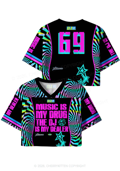 Music Is My Drxg Y2K Crop Sport Jersey Shirts Cherrykitten