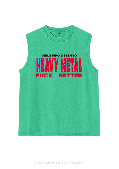 Girls Listen Heavy Metal Y2K Washed Muscle Tank Cherrykitten