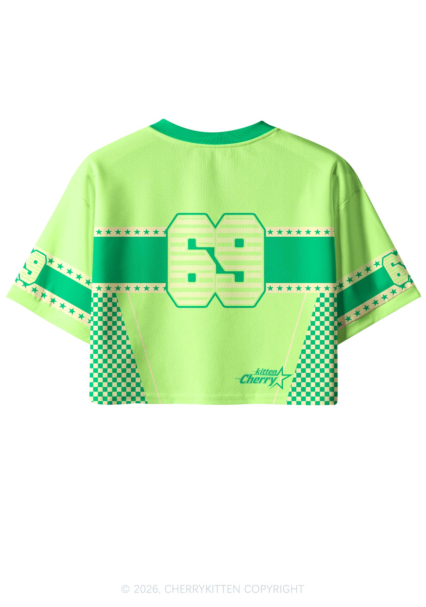 Green Girl Kisser Pride Y2K Crop Sport Jersey Shirts Cherrykitten