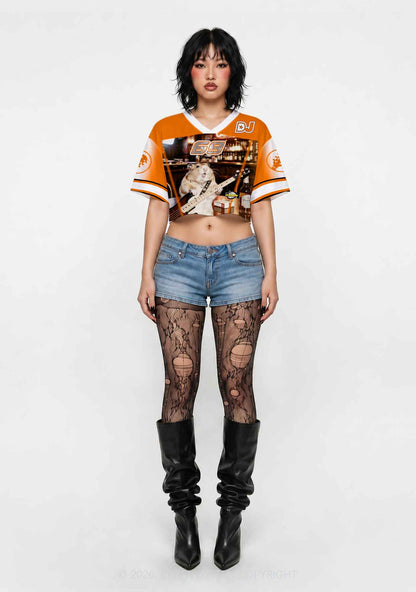 Hamster Bassist Techno Y2K Crop Sport Jersey Shirts Cherrykitten