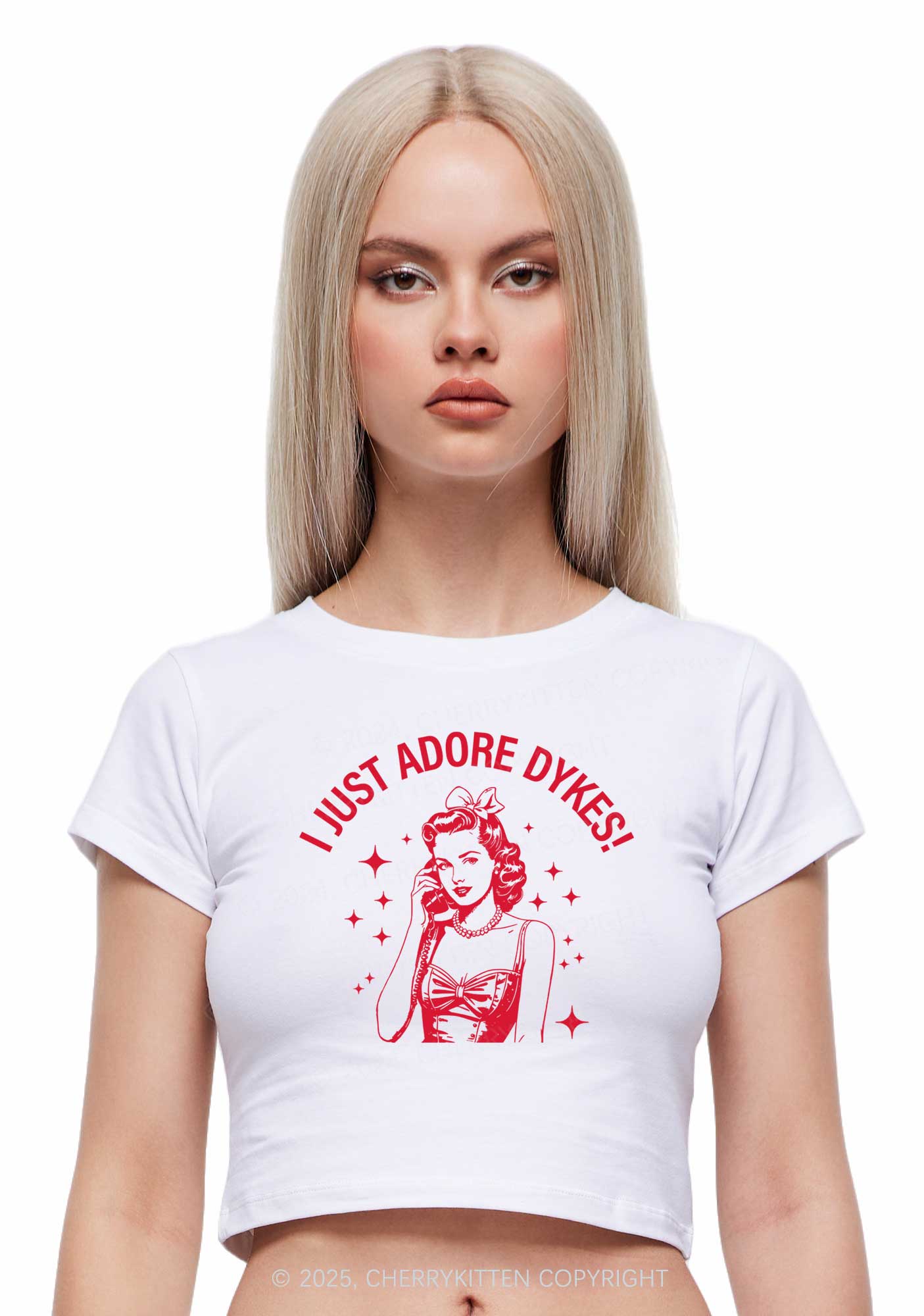 I Just Adore Dykes Y2K Baby Tee Cherrykitten