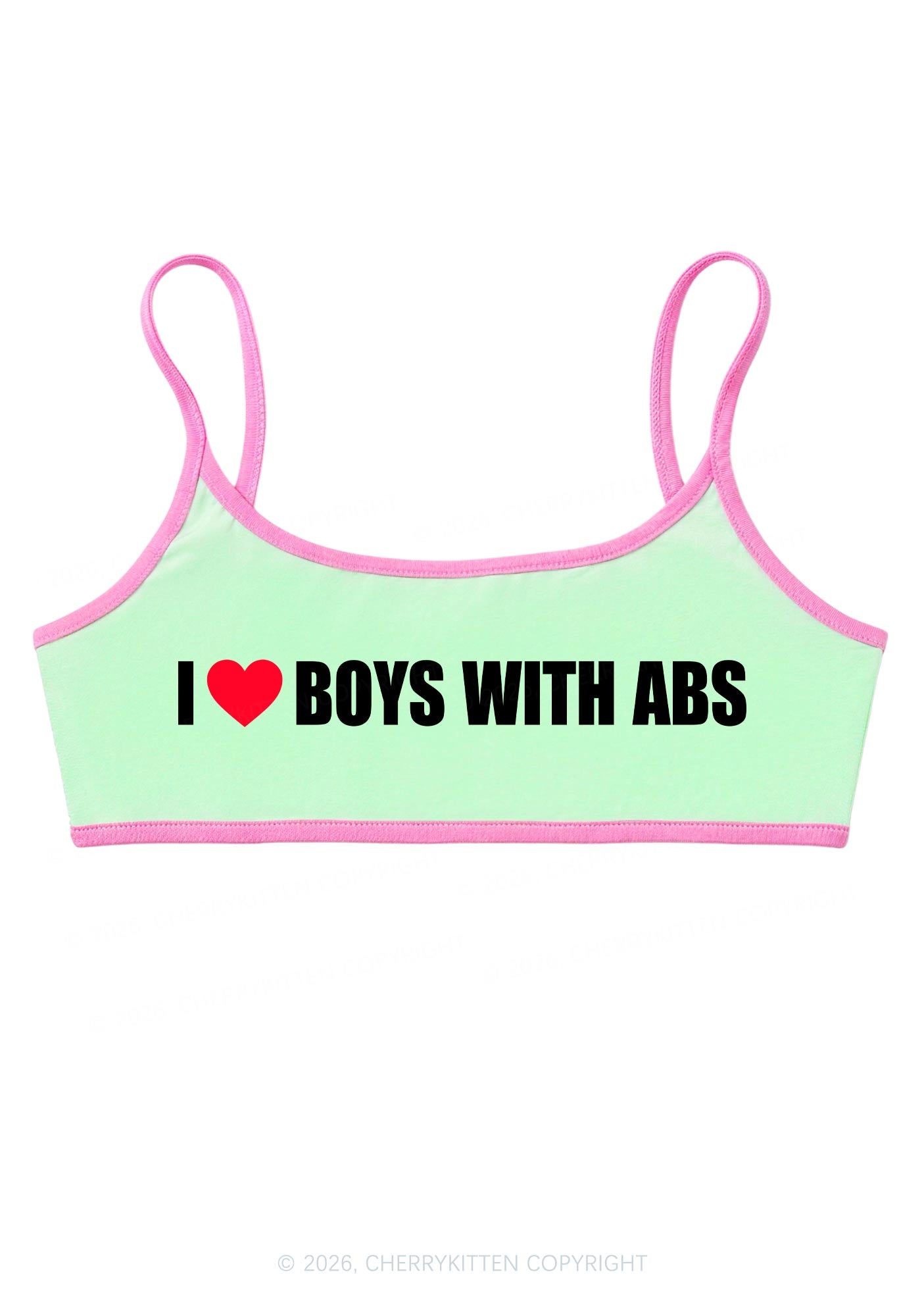 I Love Boys With ABS Y2K Super Crop Cami Cherrykitten