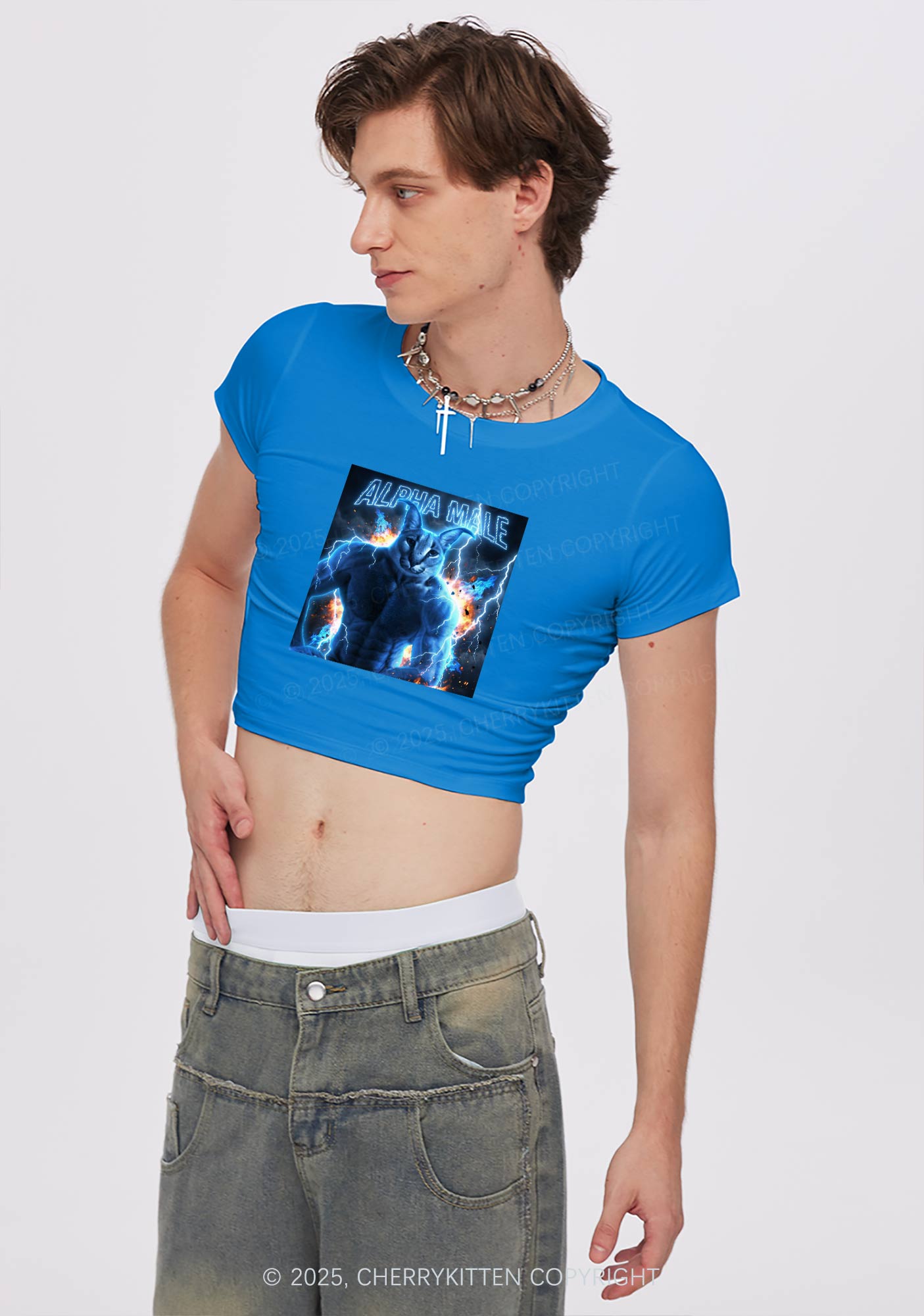 Alpha Male Floppa Y2K Baby Tee Cherrykitten