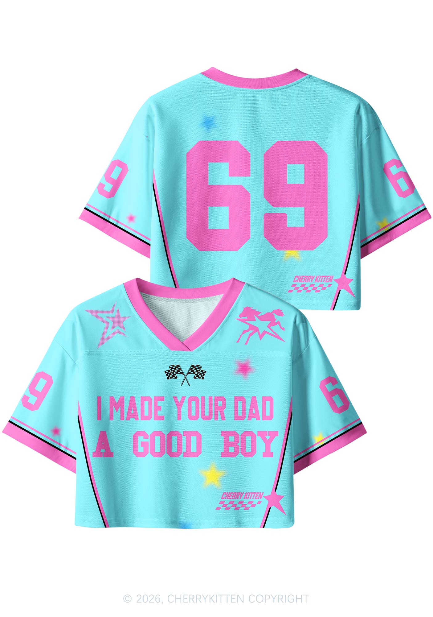 Made Your Dad A Good Boy Y2K Crop Sport Jersey Shirts Cherrykitten