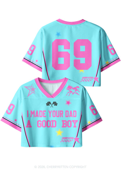 Made Your Dad A Good Boy Y2K Crop Sport Jersey Shirts Cherrykitten