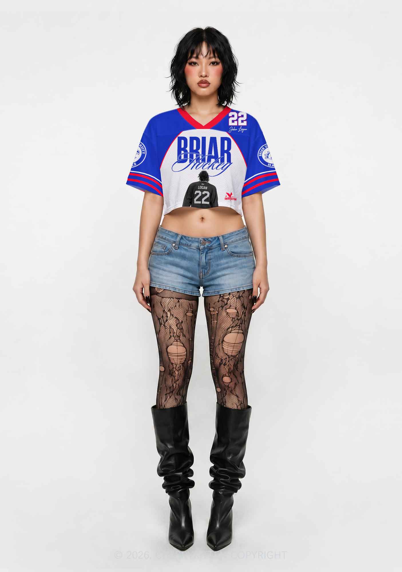 Legend Silhouette JL Y2K Crop Sport Jersey Shirts Cherrykitten