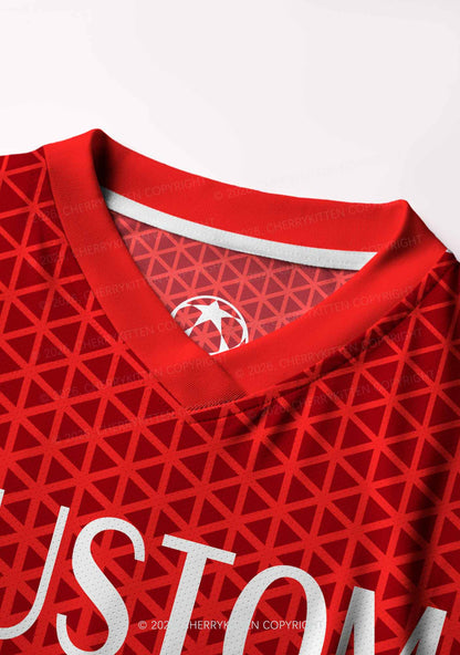 Custom Red Triangle Plaid Y2K Crop Football Jersey Shirts Cherrykitten