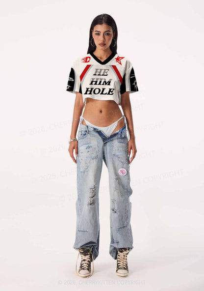 Off White He Him Hole Pride Y2K Crop Sport Jersey Shirts Cherrykitten