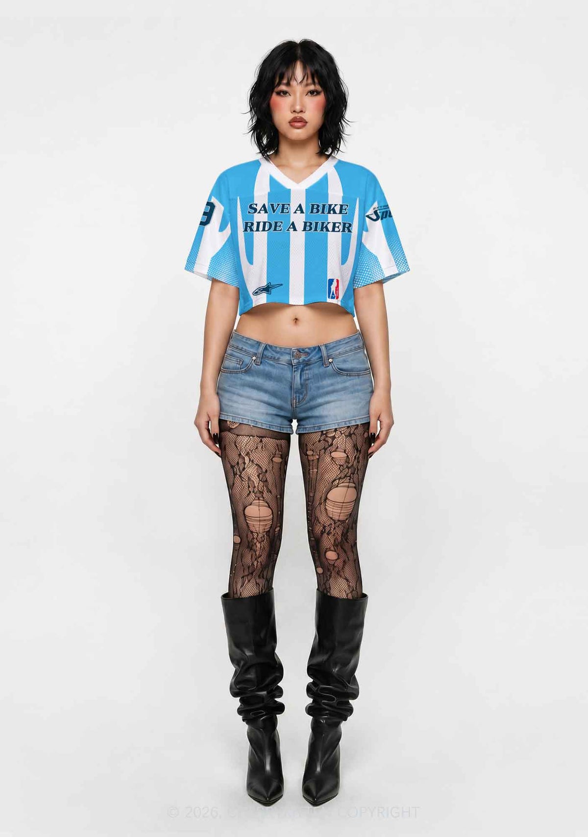 Save A Bike Ride A Biker Y2K Crop Sport Jersey Shirts Cherrykitten