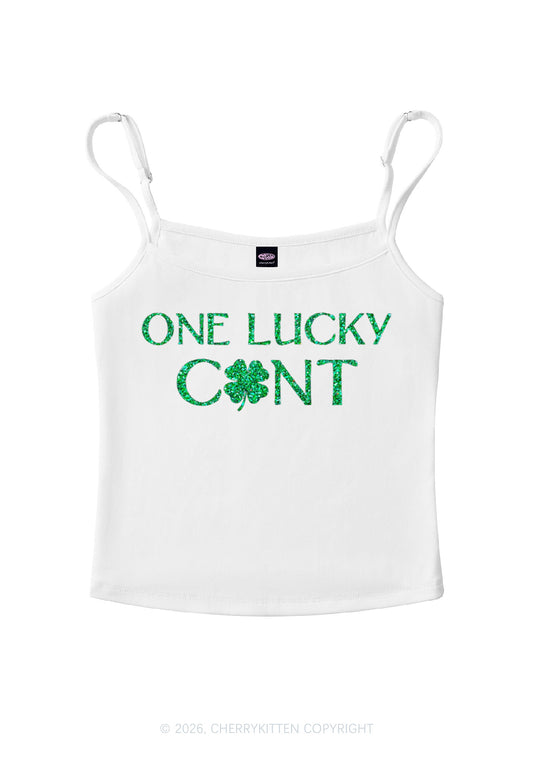 Glitter One Lucky Cxxt St Patricks Y2K Spaghetti Strap Cami Cherrykitten