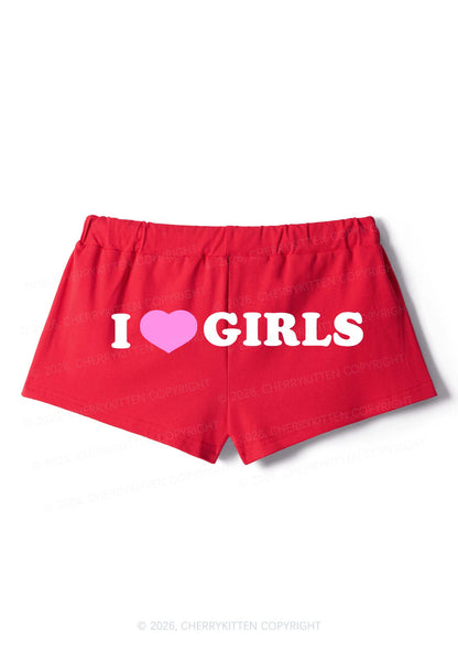 I Love Girls Pride Y2K Drawstring Mini Shorts Cherrykitten