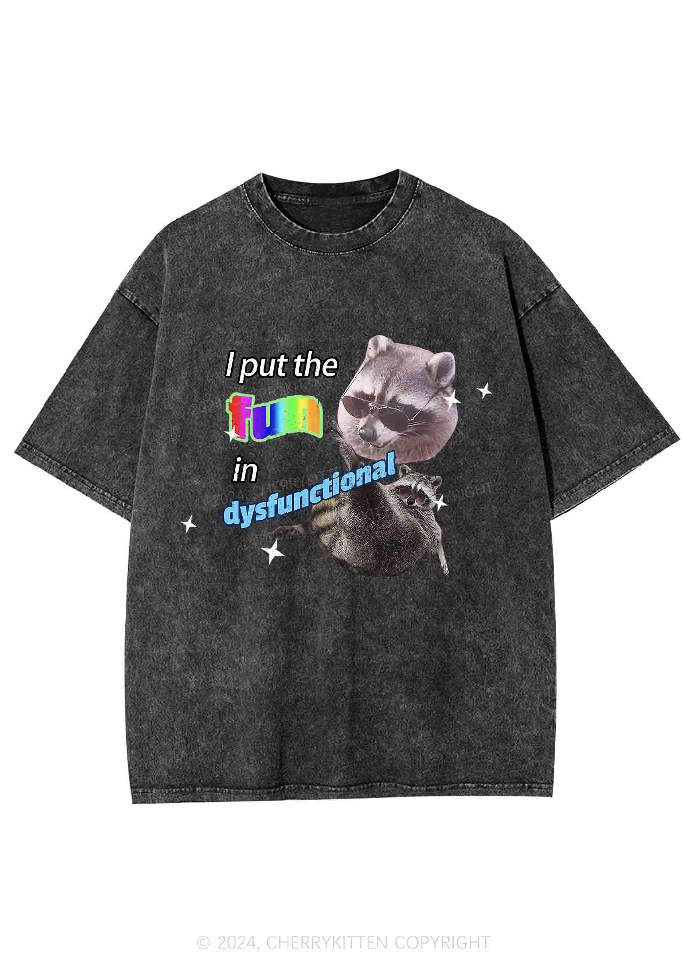 I Put The Fun In Dysfunctional Y2K Washed Tee Cherrykitten