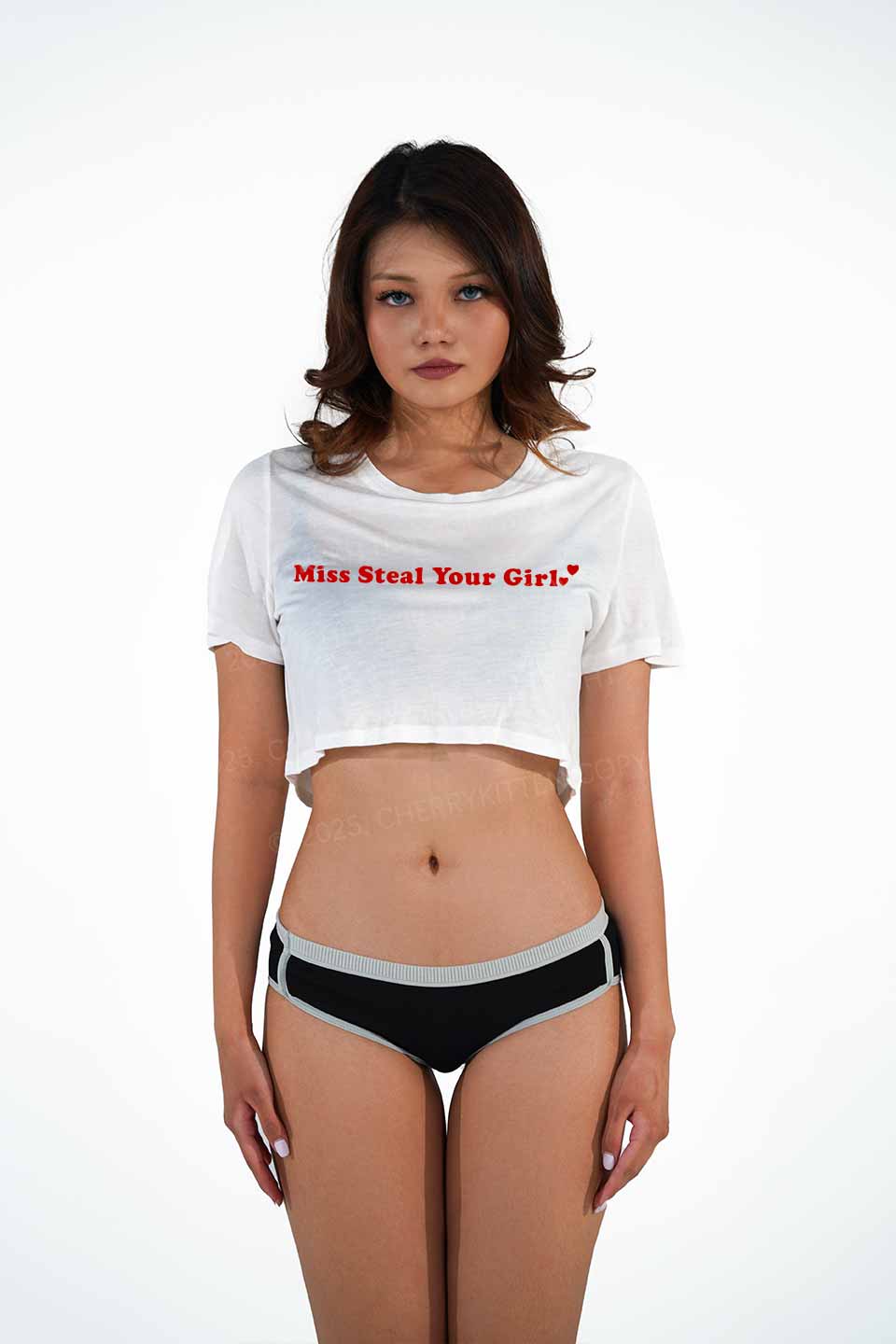 Miss Steal Your Girl Pride Y2K Sheer Crop Tee Cherrykitten