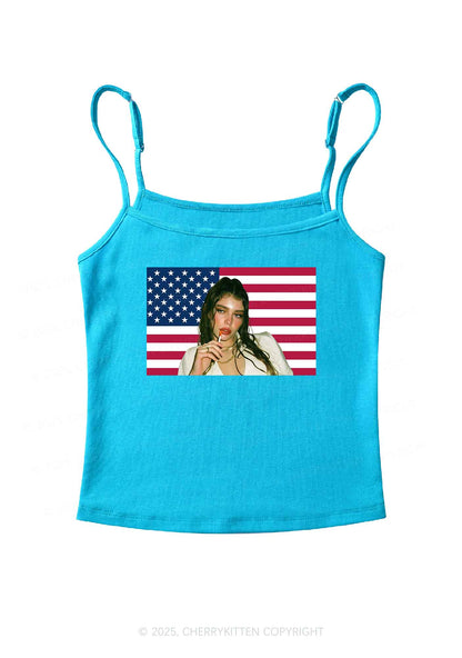 Custom Portrait Flag Y2K Spaghetti Strap Cami Cherrykitten