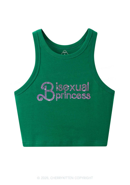 Rhinestone Bisexual Princess Pride Y2K Crop Tank Top Cherrykitten