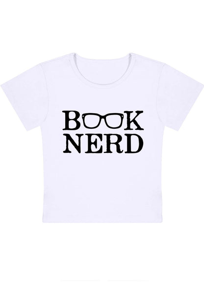 Book Nerd Glasses Y2K Baby Tee