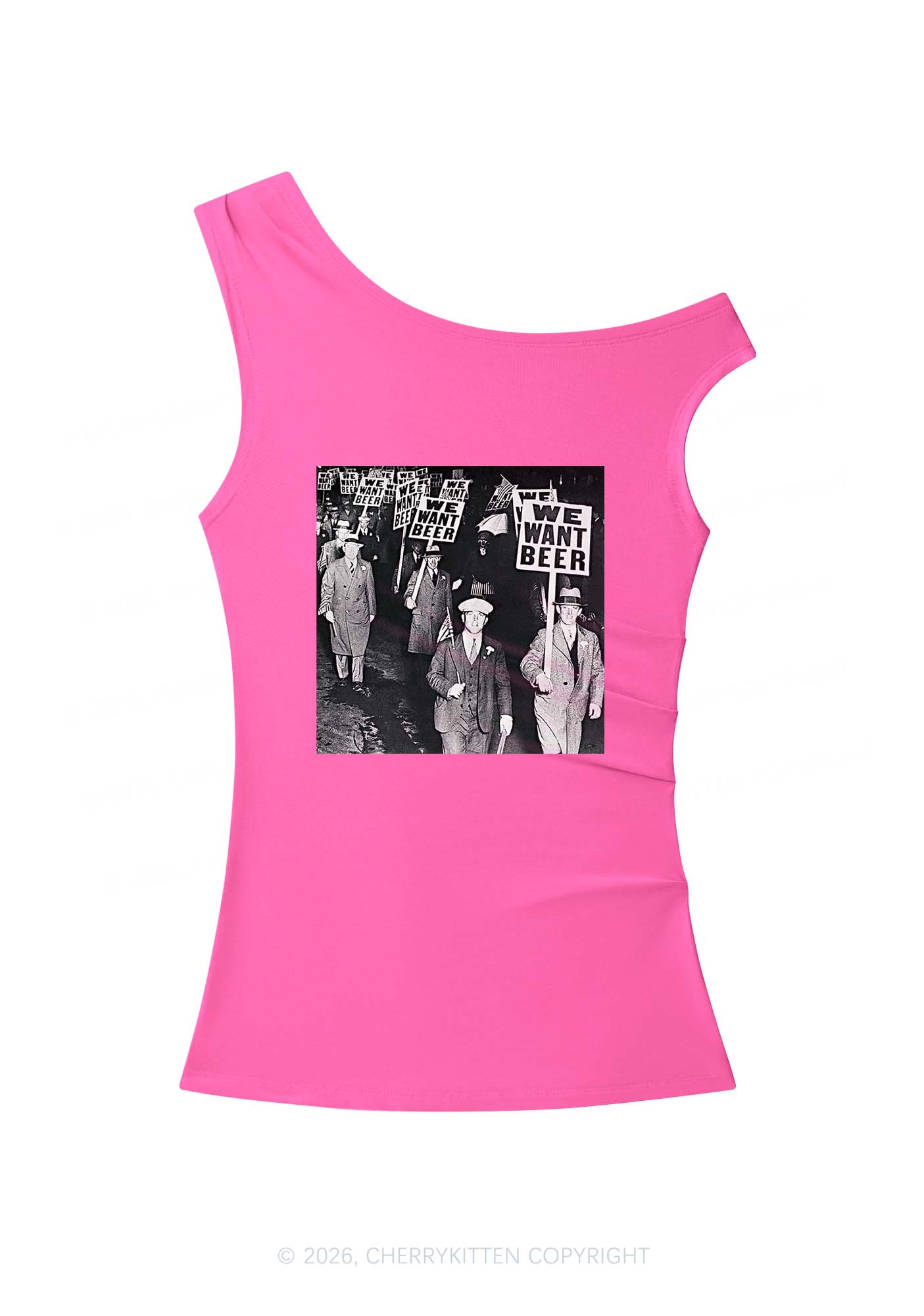We Want Beer Y2K Off Shoulder Tank Top Cherrykitten