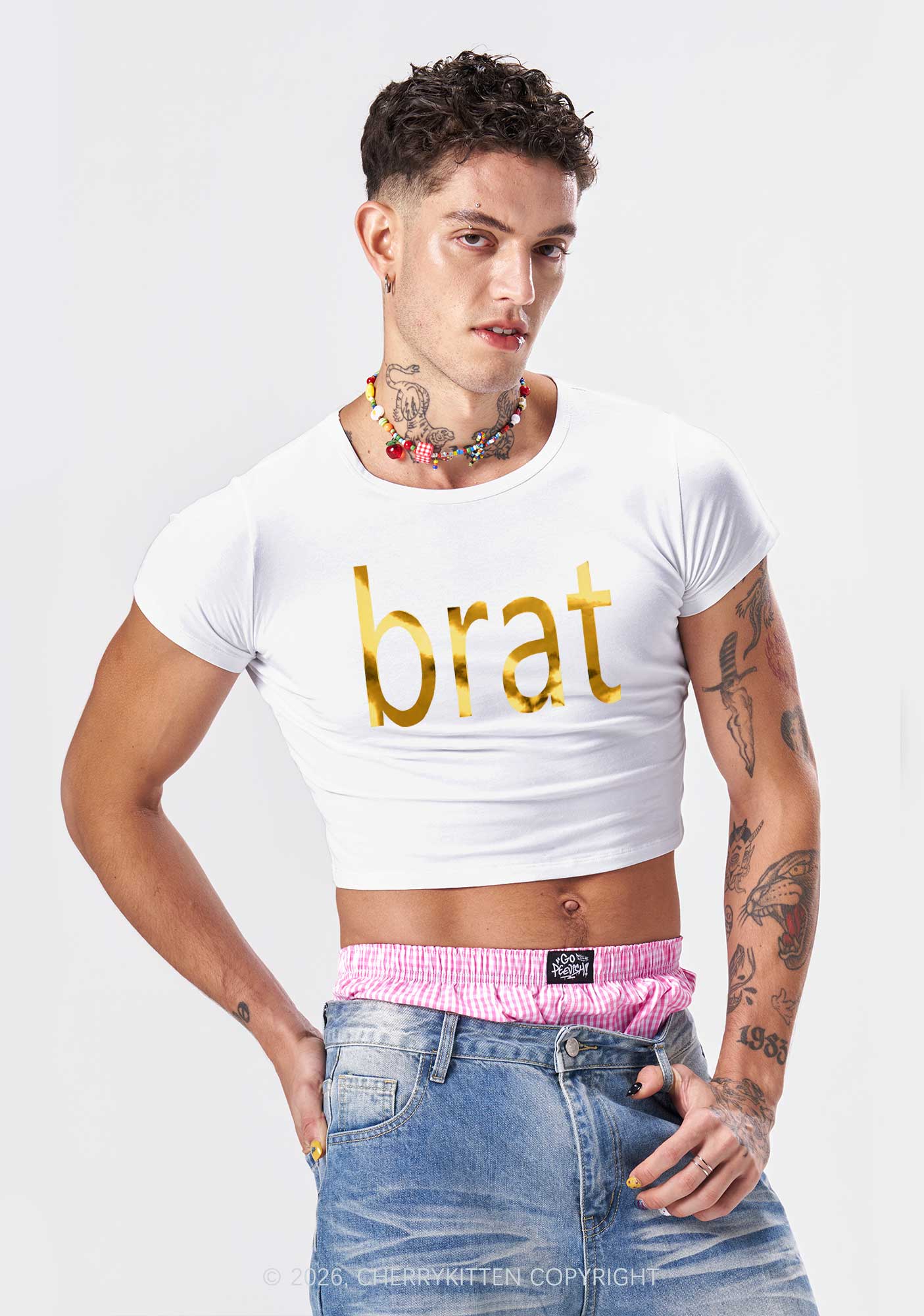 Brat Silver Foil Printed Y2K Baby Tee Cherrykitten
