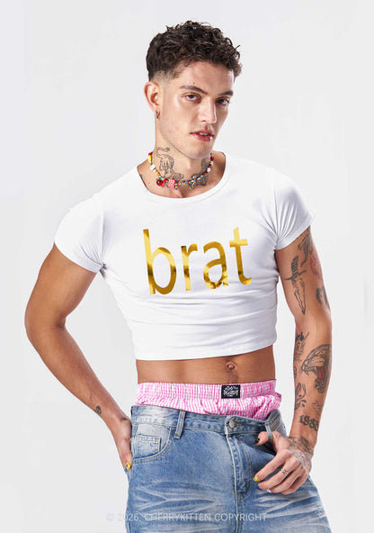 Brat Silver Foil Printed Y2K Baby Tee Cherrykitten