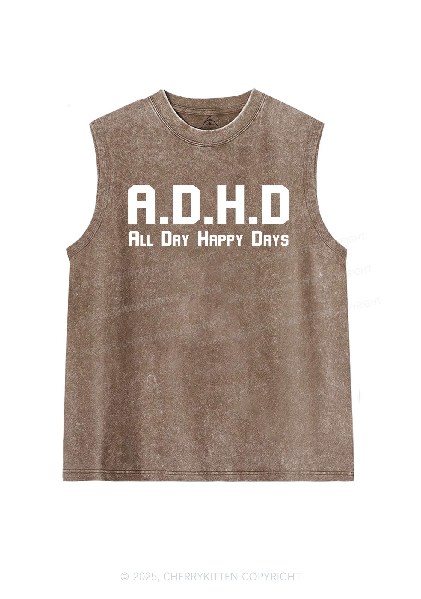 All Day Happy Days Y2K Washed Muscle Tank Cherrykitten