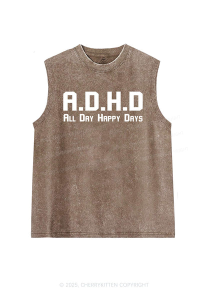 All Day Happy Days Y2K Washed Muscle Tank Cherrykitten
