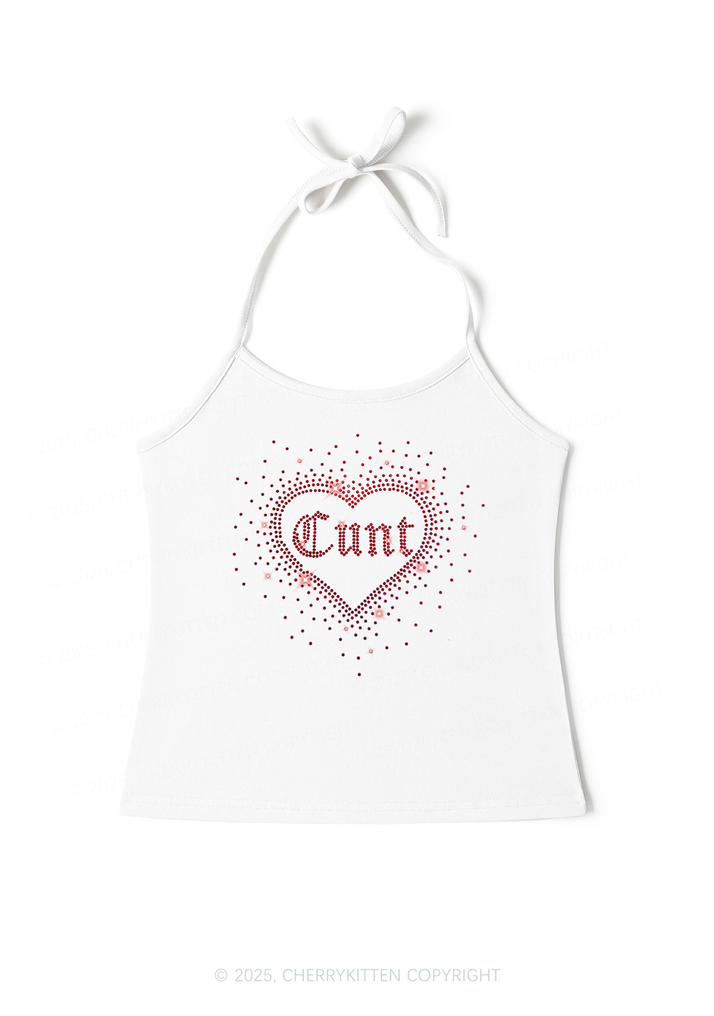 Rhinestone Love Cxxt Y2K Halter Neck Cami Cherrykitten