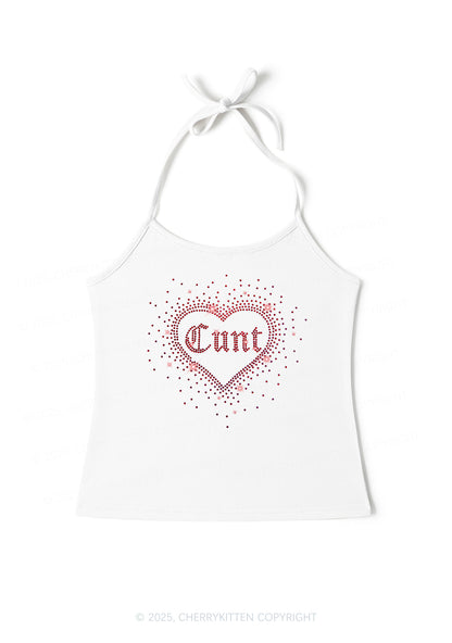 Rhinestone Love Cxxt Y2K Halter Neck Cami Cherrykitten