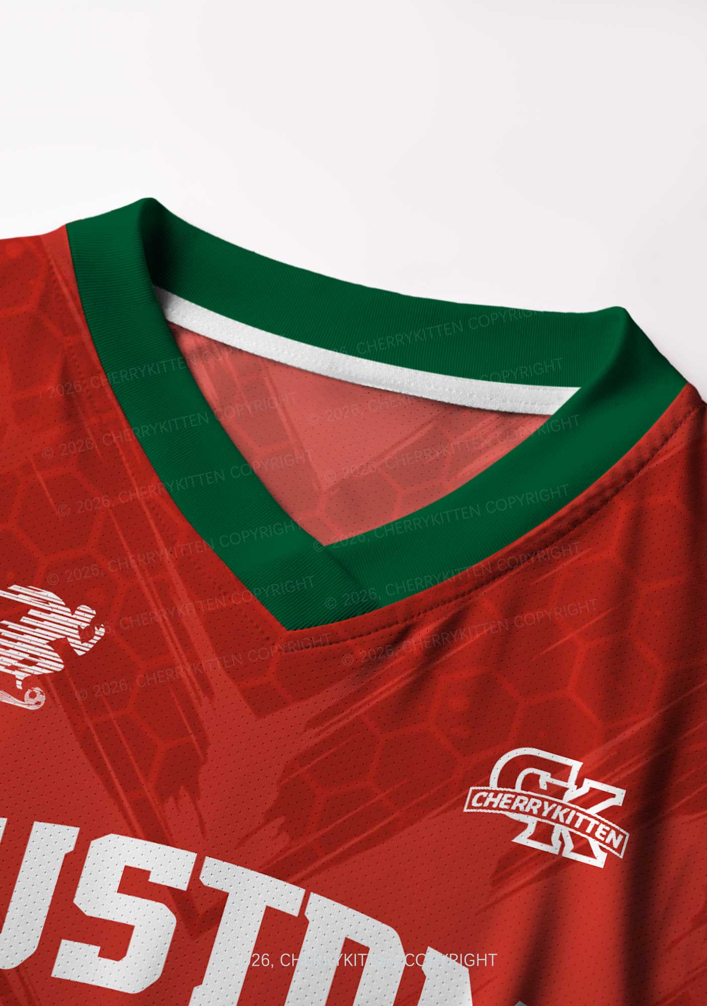 Custom Text Red Green Y2K Crop Football Jersey Shirts Cherrykitten