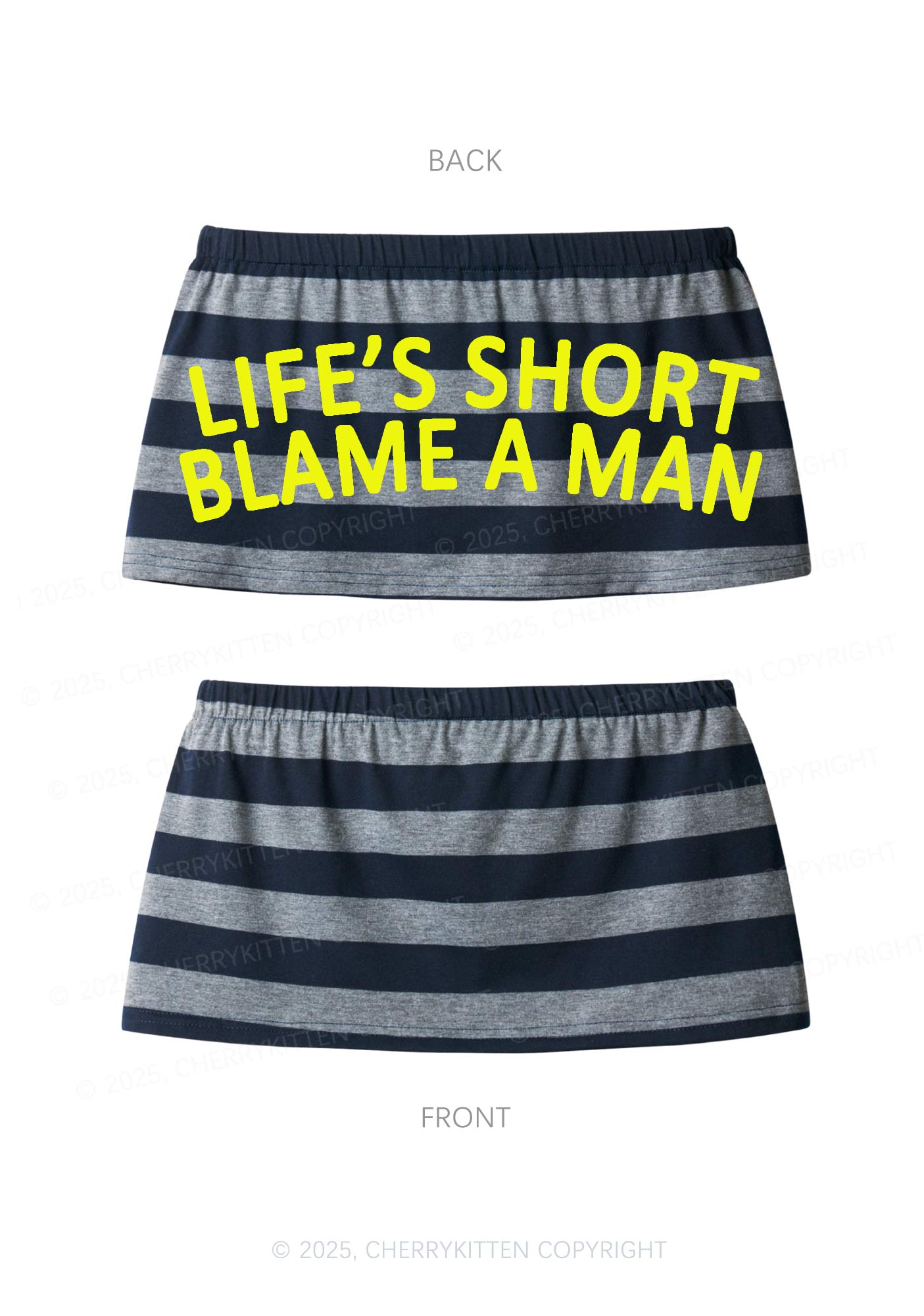 Blame A Man Y2K Navy Grey Striped Mini Skirt Cherrykitten