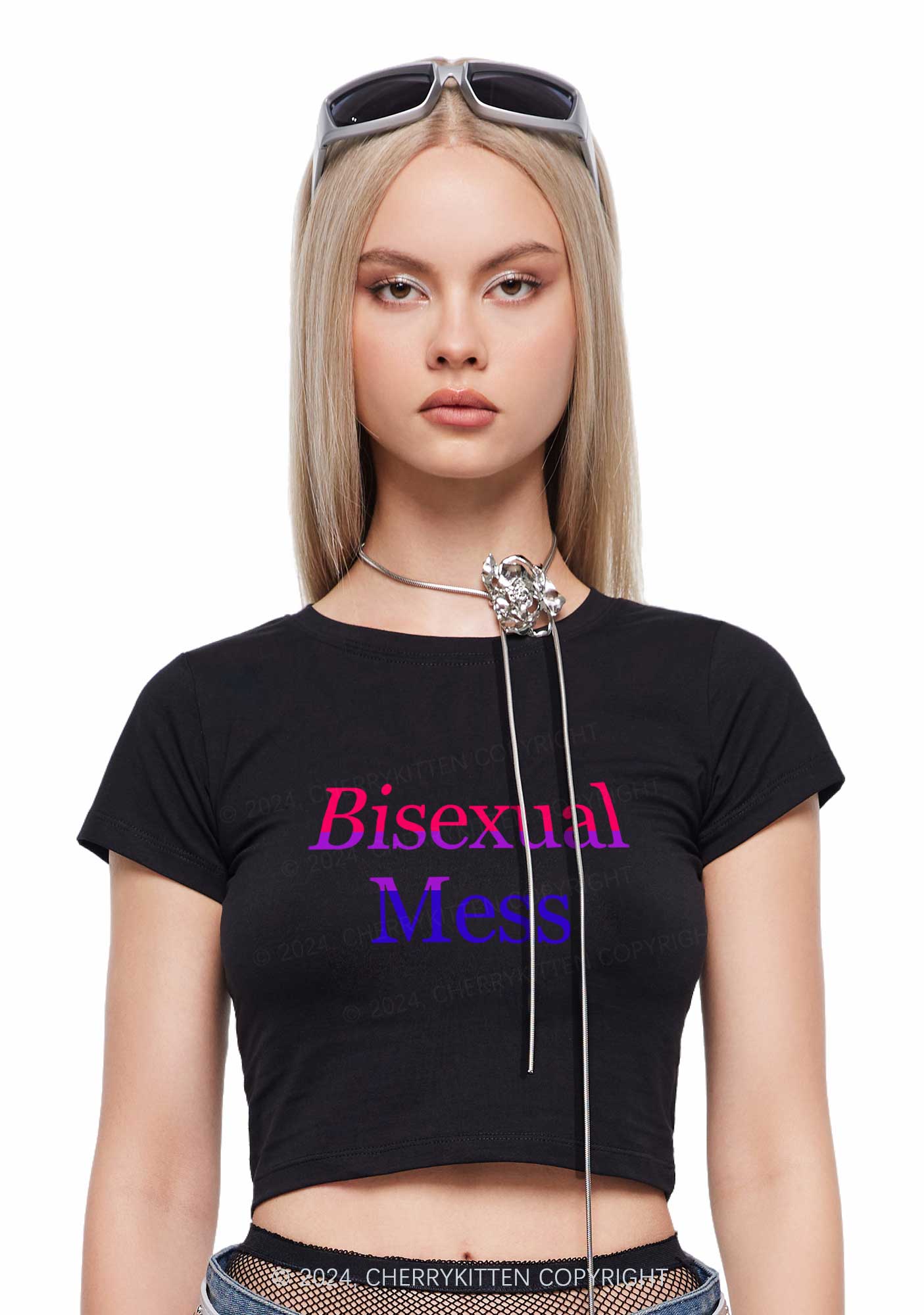 Bisexual Mess Y2K Baby Tee Cherrykitten