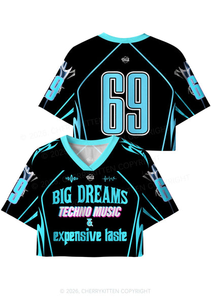 Big Dreams Techno Music Y2K Crop Sport Jersey Shirts Cherrykitten