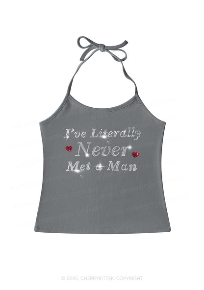 Rhinestone Never Met A Man Pride Y2K Halter Neck Cami Cherrykitten