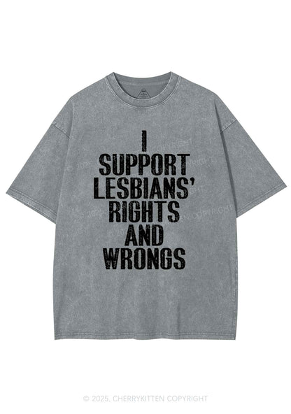 Support Lesbians Rights Pride Y2K Shirts Washed Tee Cherrykitten