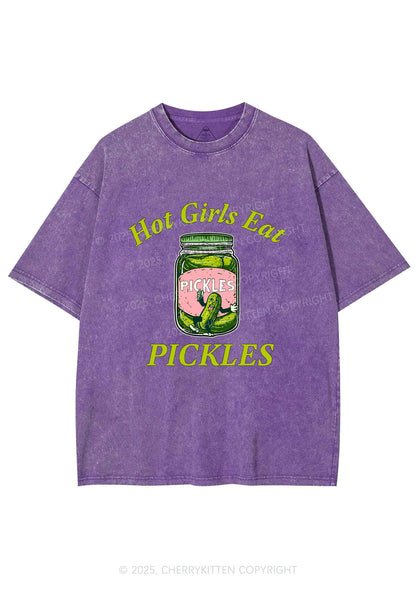 Hot Girls Eat Pickles Y2K Shirts Washed Tee Cherrykitten