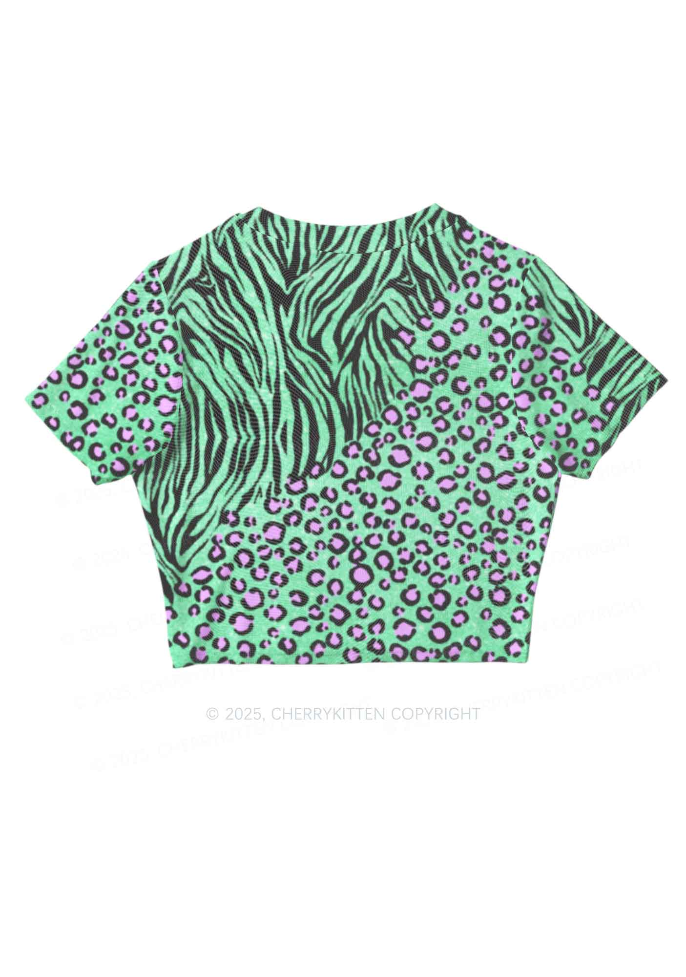 Mint Leopard Y2K Mesh Crop Top Cherrykitten