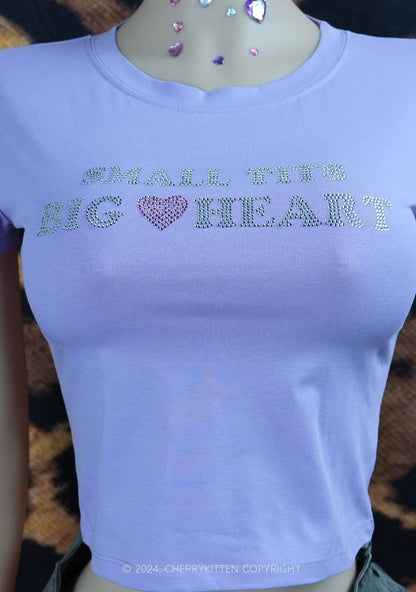 Rhinestone Big Heart Y2K Baby Tee Cherrykitten