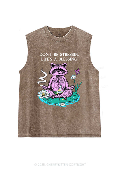 Dont Stress Raccoon Y2K Washed Muscle Tank Cherrykitten