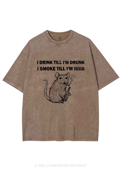 Drunk And Smoke Ratz Y2K Shirts Washed Tee Cherrykitten